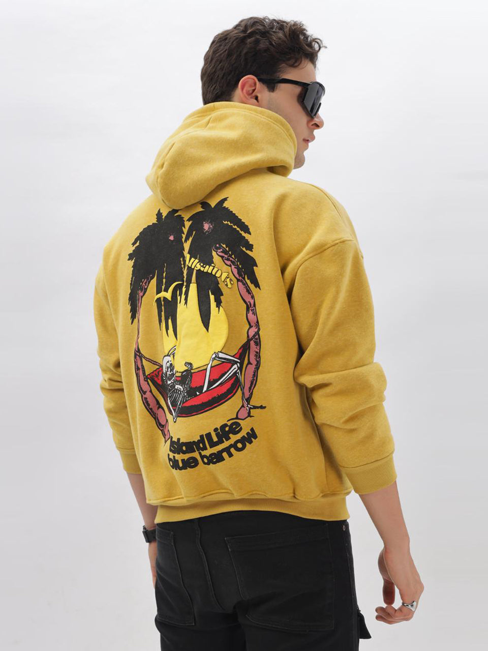 Mustard Oversize Back Print Hoodie