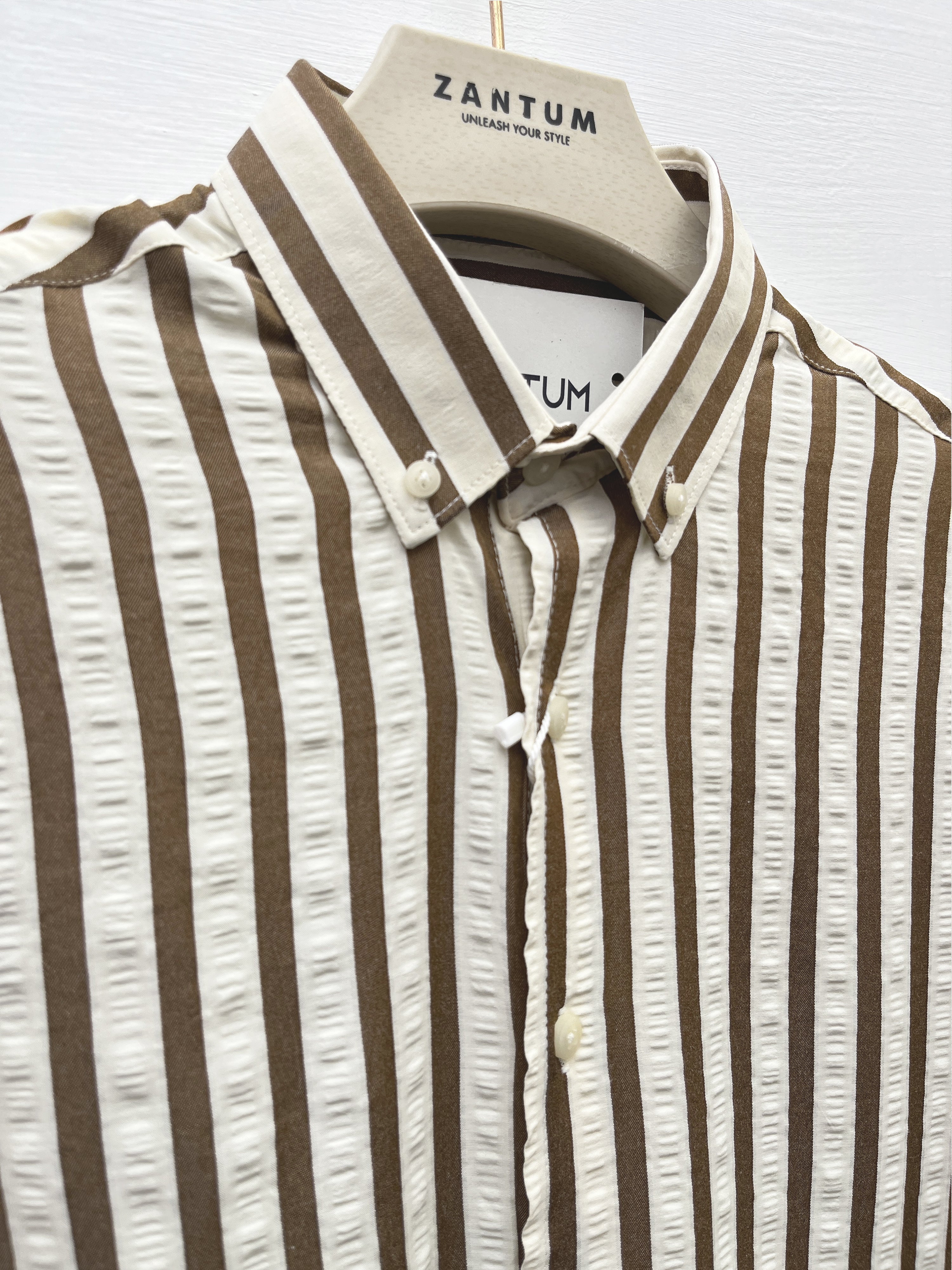 Brown Imported Designer Stripe Shirt